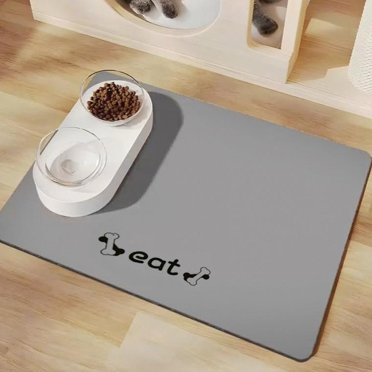 규조토 반려동물 식기매트 50x40cm 뼈다귀 그레이 고양이식기매트 강아지밥그릇매트규조토