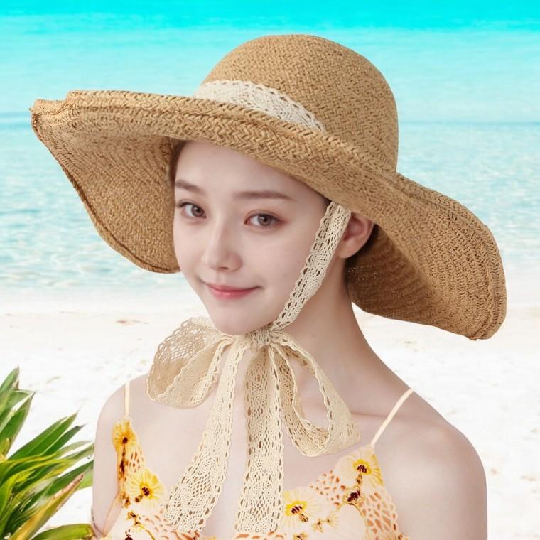 릴리안 리본 비치모자(브라운) 왕골모자 챙모자 밀짚모자 여름모자
