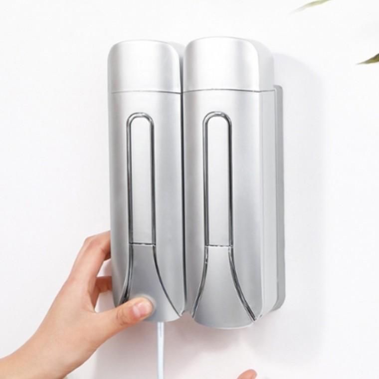 벽걸이 물비누 디스펜서 2구 300ml 실버 욕실디스펜서 샴푸디스펜서