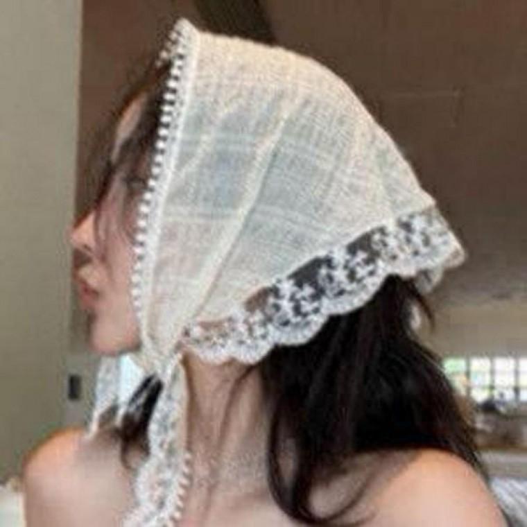 스카프 헤어커치프 반다나 얇은 머리띠 여성 두건 복고 면사포 헤드 스카프