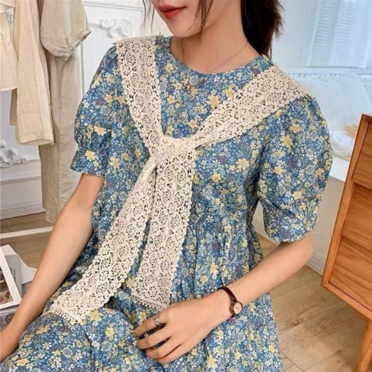 레이스 장식용 카라 스카프 크로셰 아우터 넥케이프