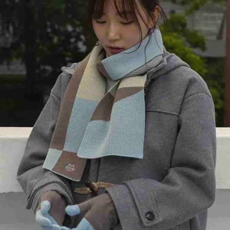 울 머플러 스탬프 캣 여성스카프 부드러운목도리 여성겨울장갑
