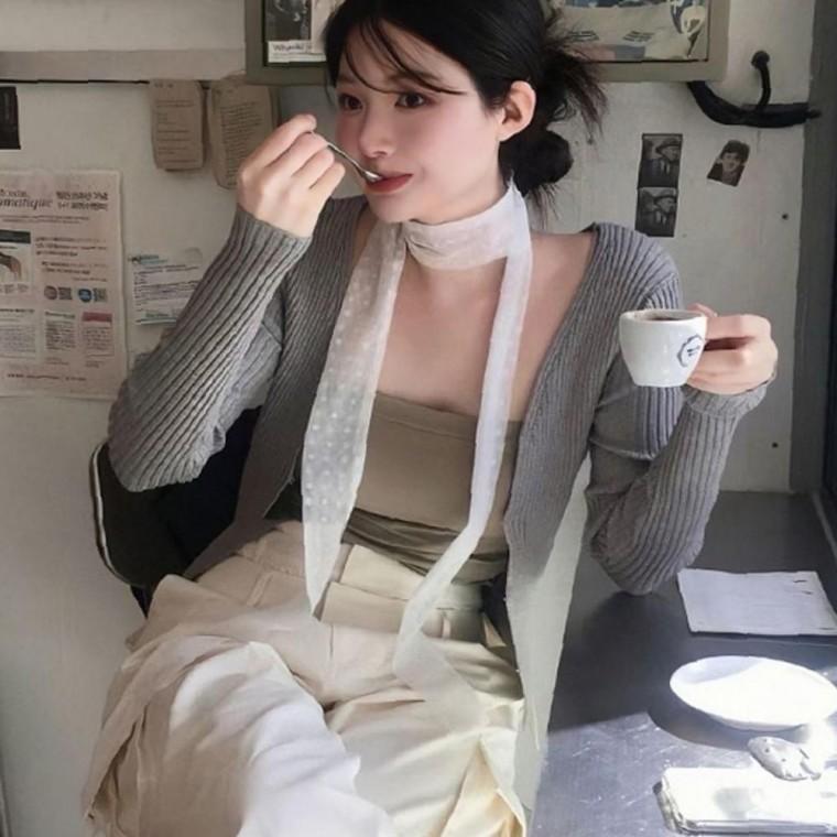 2컬러 깔끔한 가볍게 걸치는 잔잔 도트 여리여리 롱스카프
