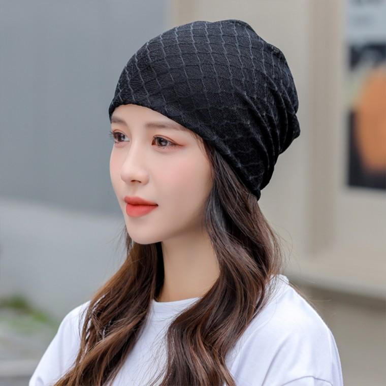 로즈앤 멀티스카프 비니 2p세트(블랙) 넥워머 모자 헤어밴드 헤어두건