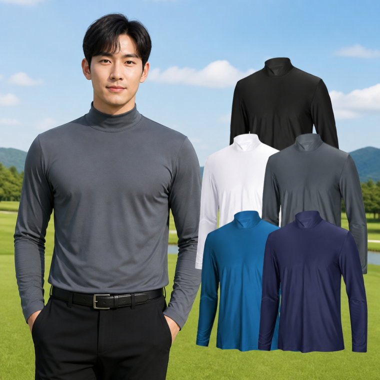 남성 쿨링 실크터치 골프 반목 긴팔티 1+1 구성