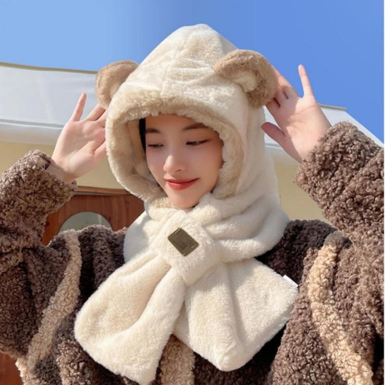 귀여운 모자 머플러 겨울 곰돌이 털 목도리 넥워머 여성귀달이모자 여성겨울골프모자