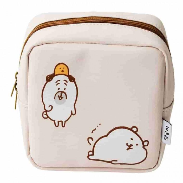 담곰이 베이지 사각 파우치 화장품파우치 사각파우치 미니파우치