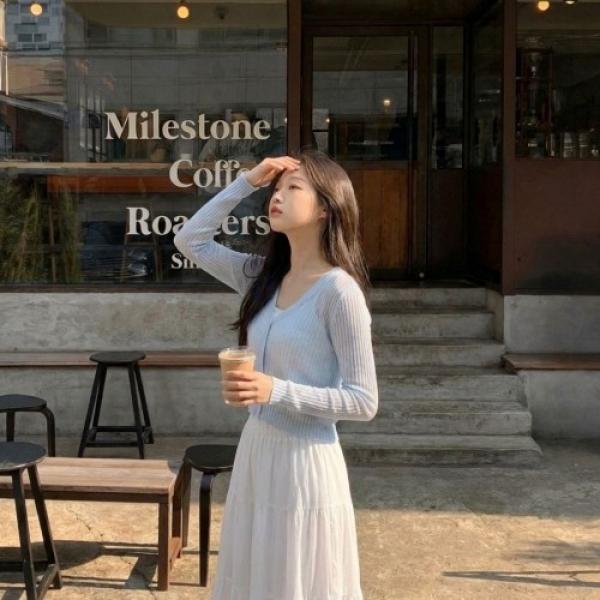 비치웨어 단추 썸머 가디건 UJS-197