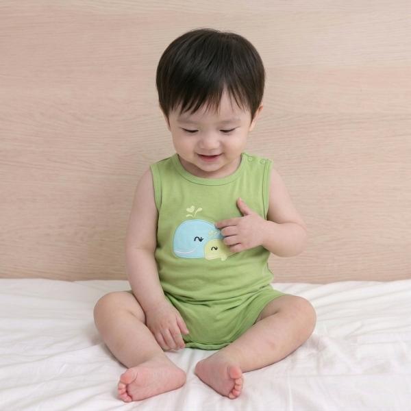 고래 자수 민소매 바디수트