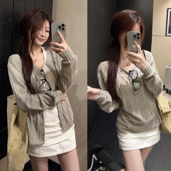 여성 데일리 루즈핏 베이직 투웨이 가디건 DHH-L52