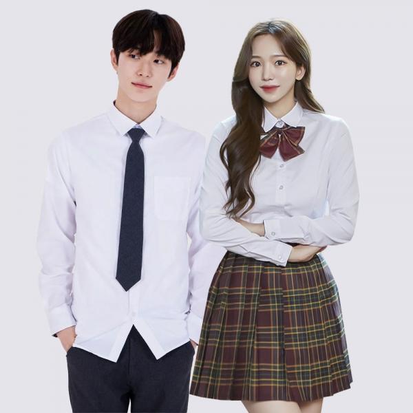 교복몰 (빅사이즈) 남여 고급 교복셔츠 2장 교복