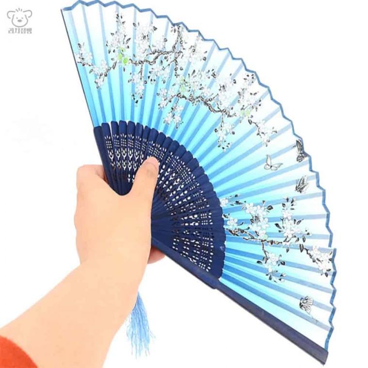 고급대나무 플라워부채 휴대용부채