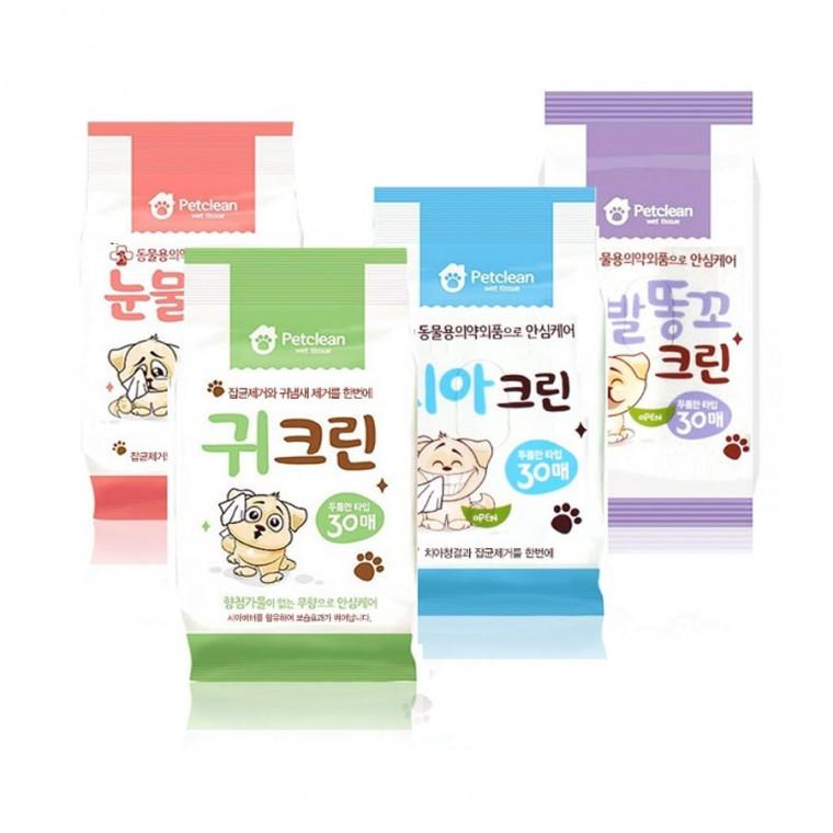 휴대용 애완용품 펫크린 물티슈 30매
