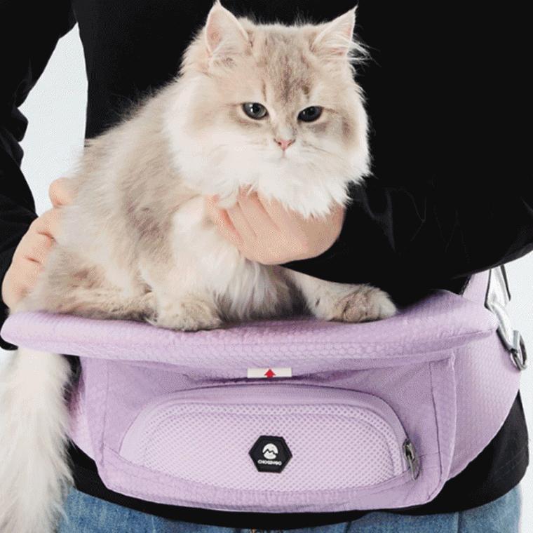 강아지 고양이 접이식 힙시트 소형견 전용 외출 산책 여행 휴대용 슬링백 일체형 보관 파우치