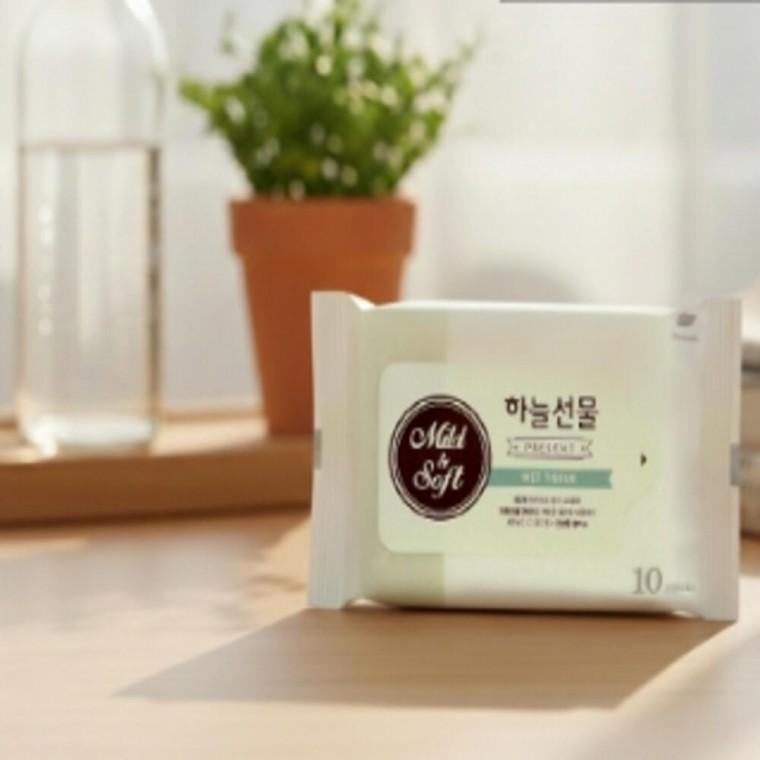 휴대용 물티슈10매 리필 손세정티슈 병원물티슈