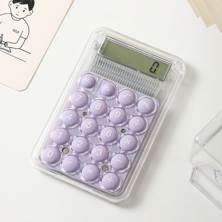 버블톡 투명 미니 계산기(퍼플) 투명소형계산기 투명작은계산기 투명휴대용계산기 투명포켓계산기