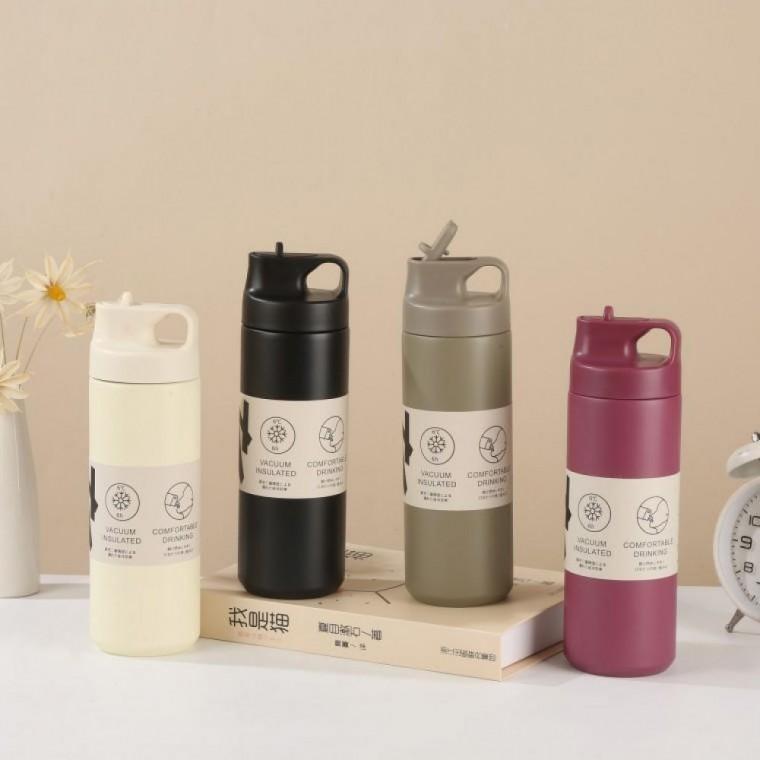 [304 고급소재] 플립스트로 텀블러 550ML 진공텀블러 휴대용 보냉병 보온병 음