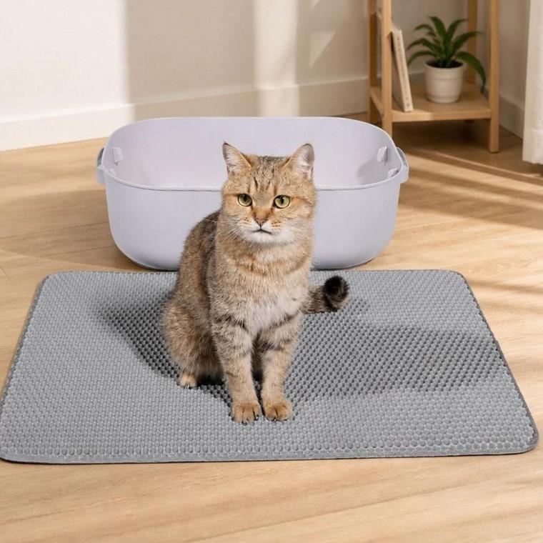 고양이 화장실 모래 편안 포켓형 매트 발판 60x90cm 그레이 EVA 이중구조 패드