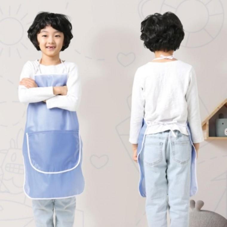 S블루 유아 미술앞치마 쿠킹앞치마 아동앞치마 목끈형 놀이가운 요리 과학 물감
