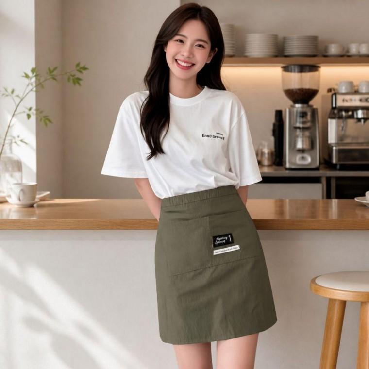 케이터링 허리 실용 앞치마 카페 숏 바리스타 조리용 에이프런
