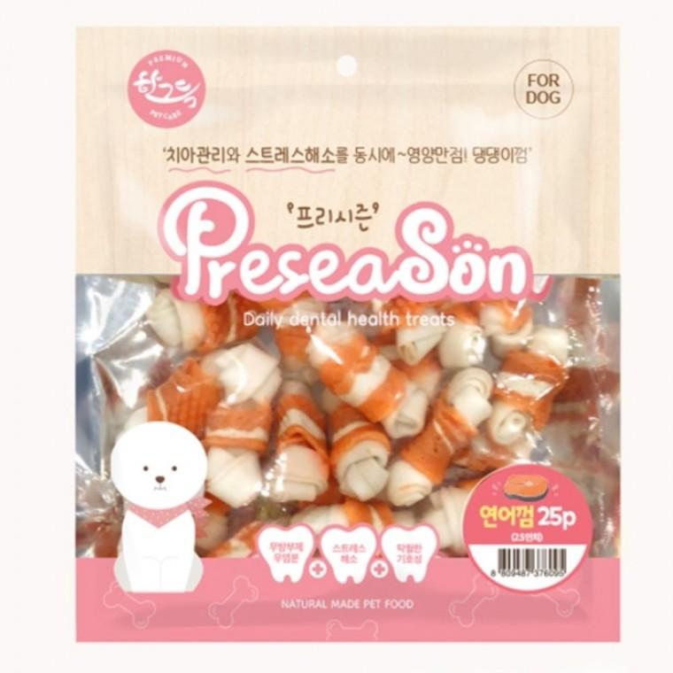 프리시즌 강아지껌 애견 간식 개껌 딩고껌 연어 10p