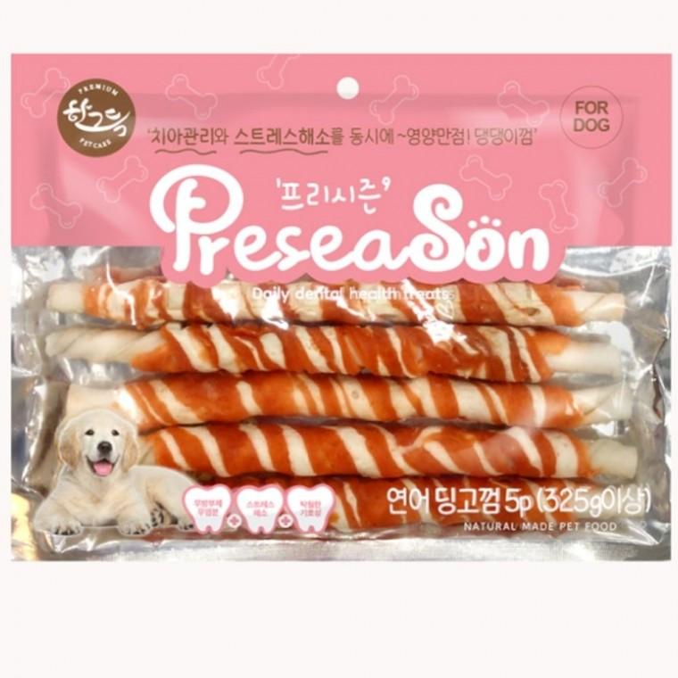 프리시즌 강아지껌 애견 간식 개껌 딩고껌 연어 5p