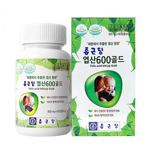 종근당 엽산 600 골드 90정 1개 (3개월분) 레몬추출 엽산 임산부영양제 임신준비용