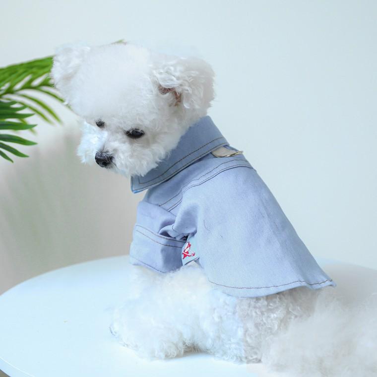 인기 가벼운 데일리 강아지옷 롤업 하네스 청셔츠 자켓