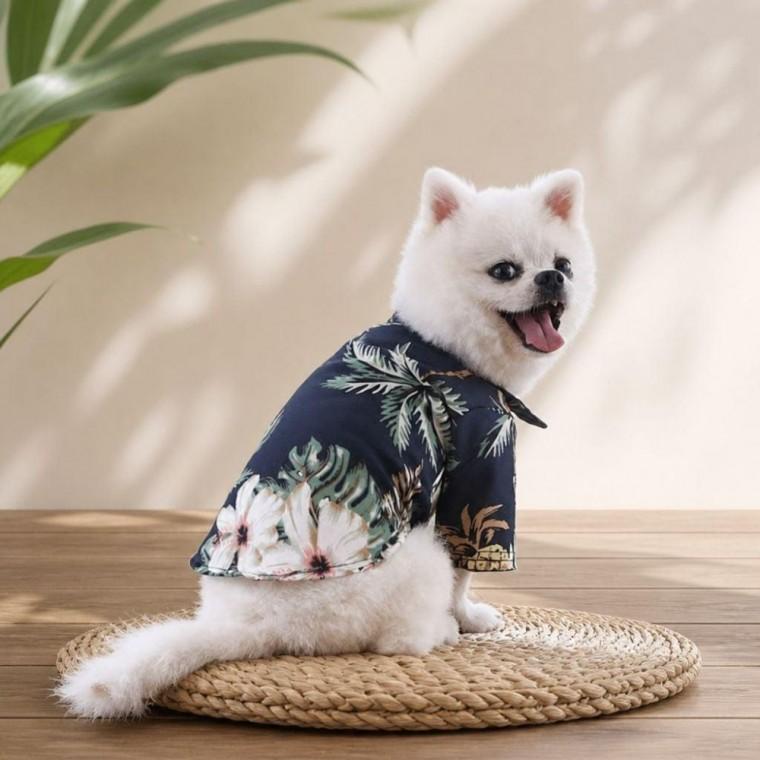 강아지 하와이안 탄탄한 셔츠 애견 여름 남방 반려견 바캉스 의류