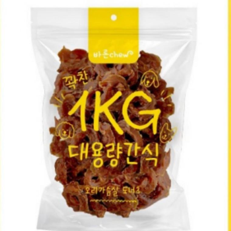 바른츄 오리가슴살 도너츠 1kg 강아지 대용량 애견 가성비 스낵