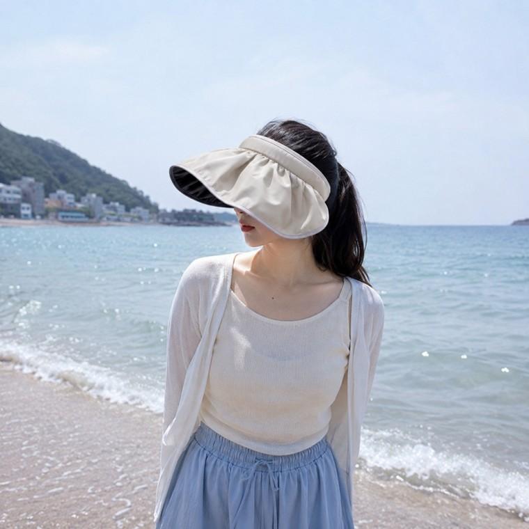 여성 썬캡 자외선차단 햇빛가리개 머리띠겸용 와이드챙 메쉬 여름모자
