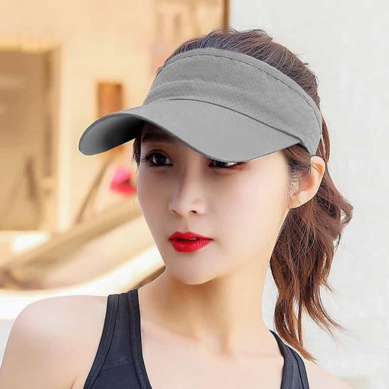 메쉬 스포츠 썬캡 그레이 여성여름모자 골프썬캡