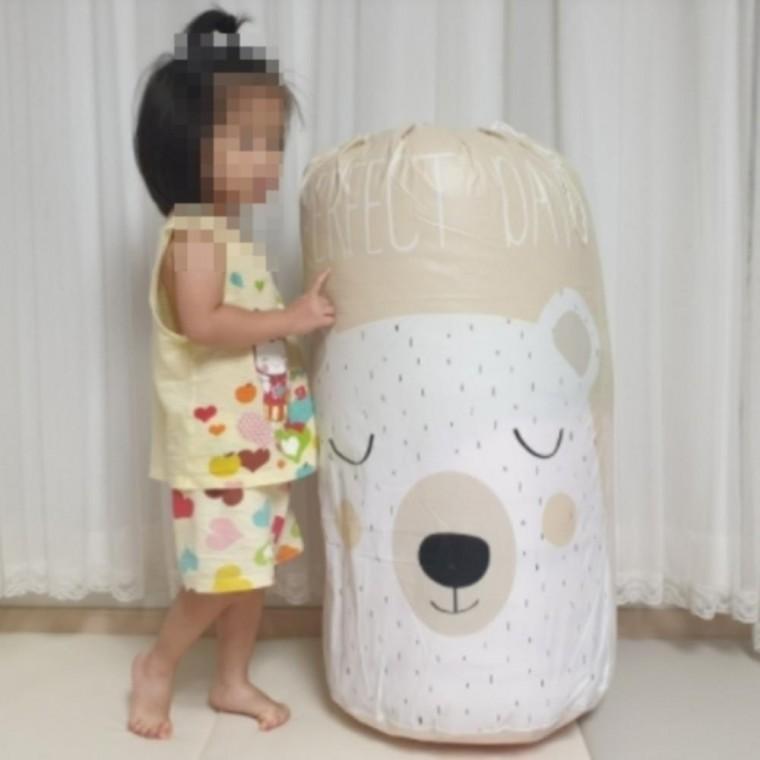 곰돌이 1개 겨울 이불 계절 옷 의류 조리개 보관 파우치 큰 주머니 보관팩 가방 캠핑