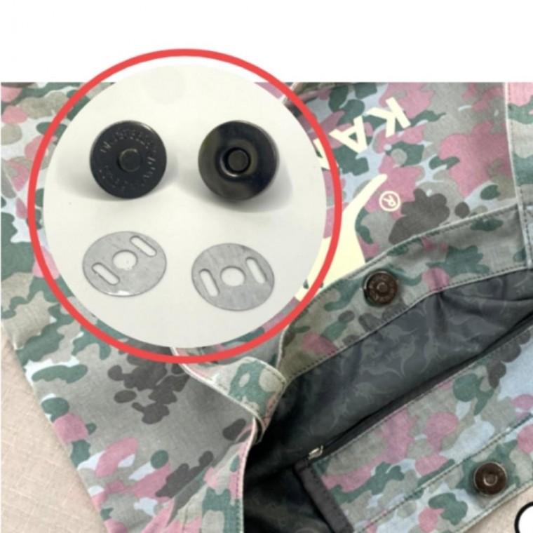 5세트 중형 금속 블랙 자석 똑딱이 단추 11자 핀타입 가방 마그네틱 스냅 단추 여밈