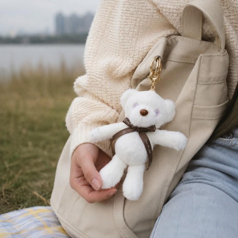 곰인형키링 보라눈 리본 가방장식 열쇠고리