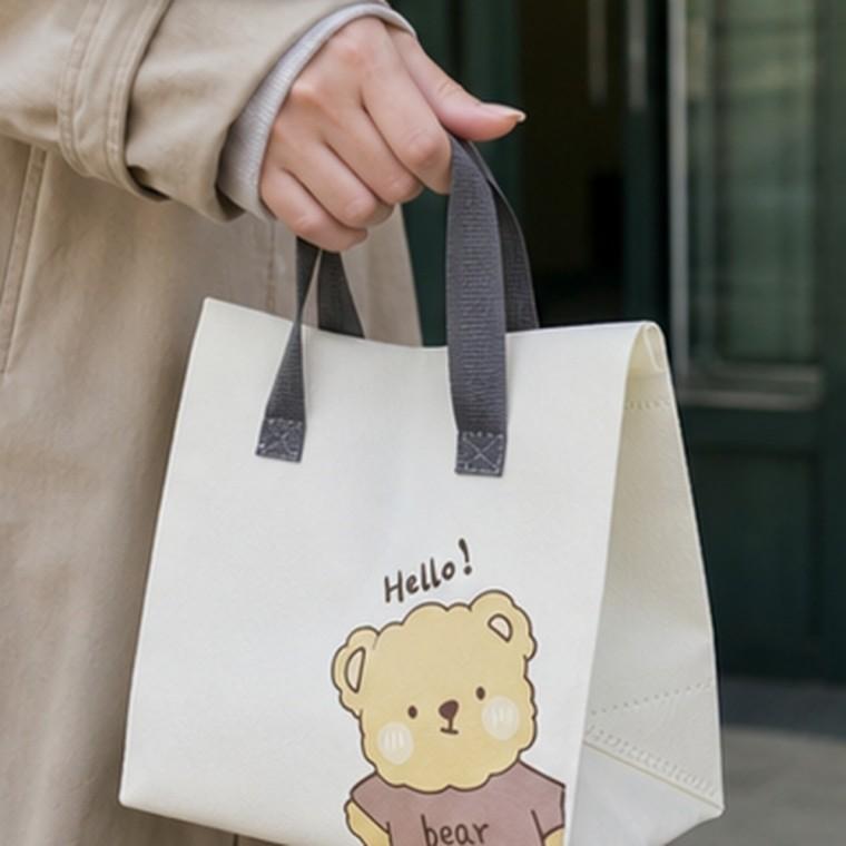 보온보냉 런치백 베이지 도시락가방 방수코팅 단열 휴대용 피크닉 여행