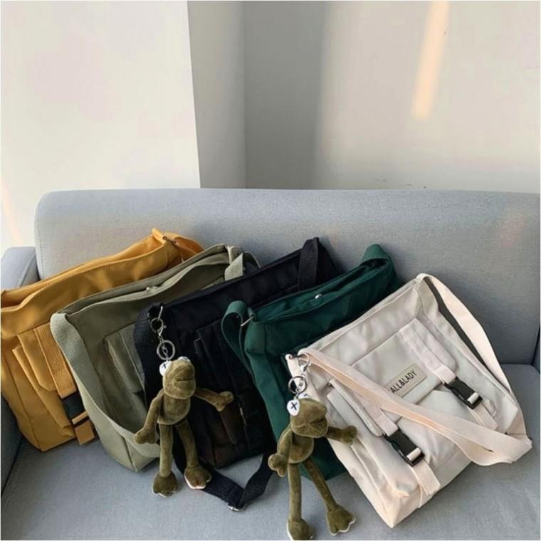 데일리 캐주얼 메신저백 투버클 캔버스가방 크로스백