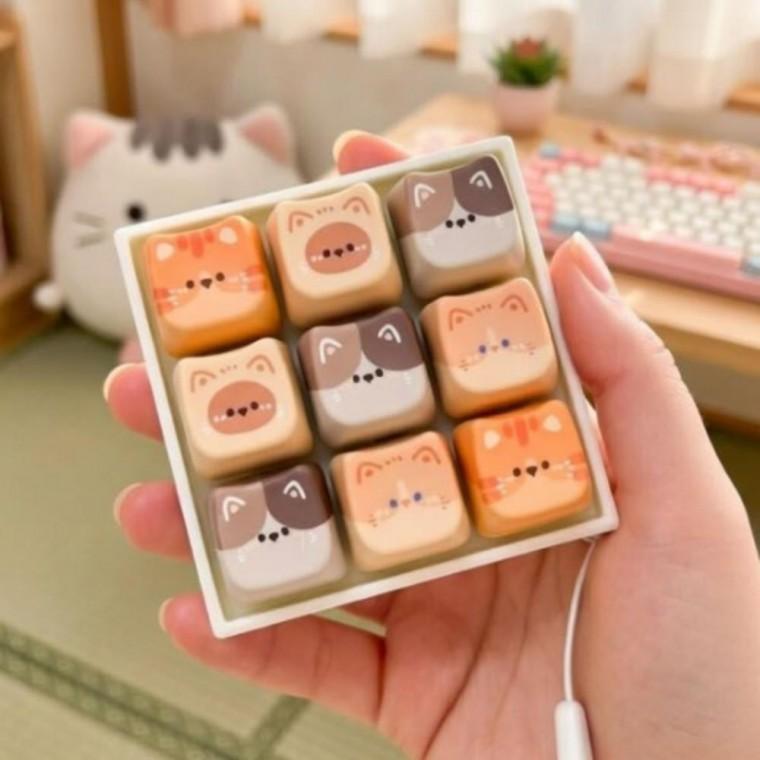 고양이 클릭커 키링 딸깍이 키캡키링 캐릭터 키보드 키캡 키홀더 열쇠고리 가방고리
