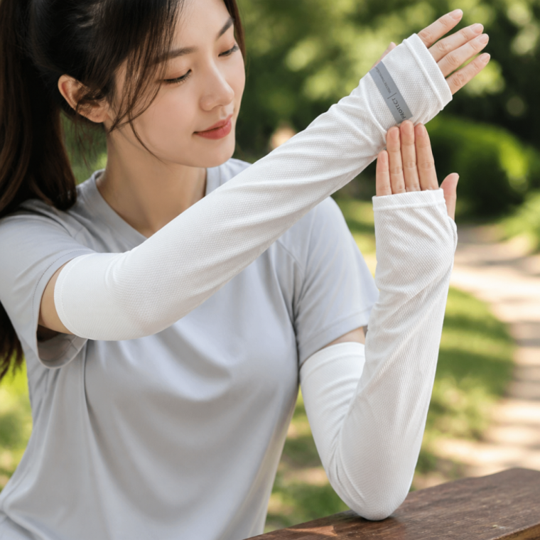 자외선차단 쿨토시 화이트 1P 긴 팔꿈치 보호대