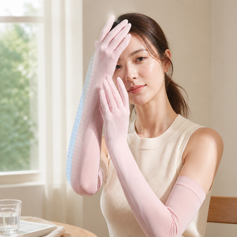 쿨토시 미끄럼방지 손등 덮개 자외선 차단 스포츠 장갑 GRAY PINK