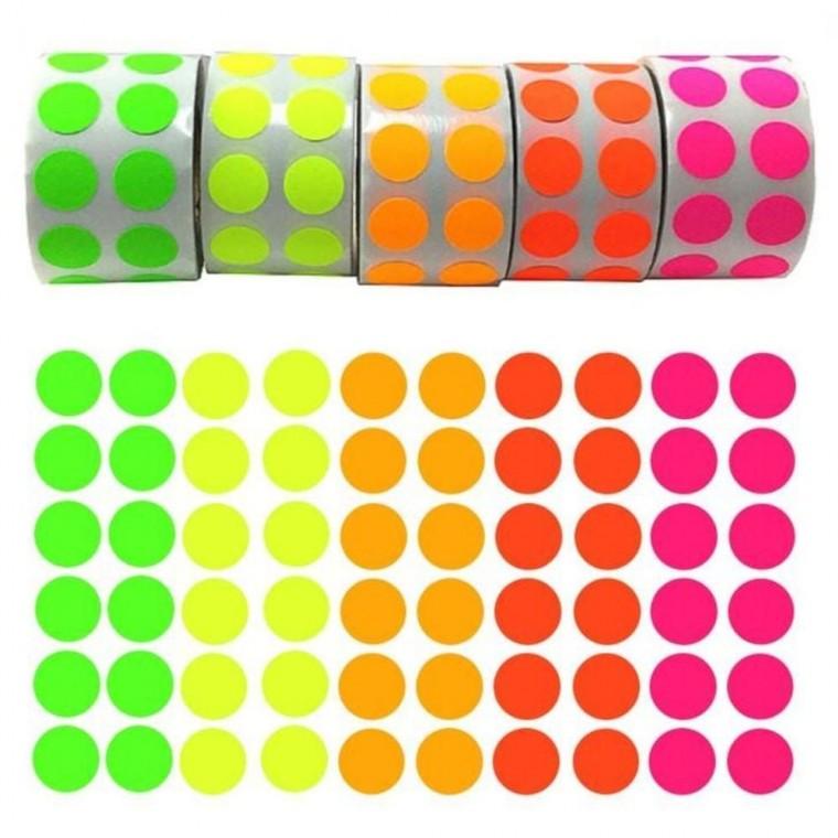 미니스티커 네온스티커 5종 소형 네온 라운드형 13cm 대용량2000pcs 원형 데코