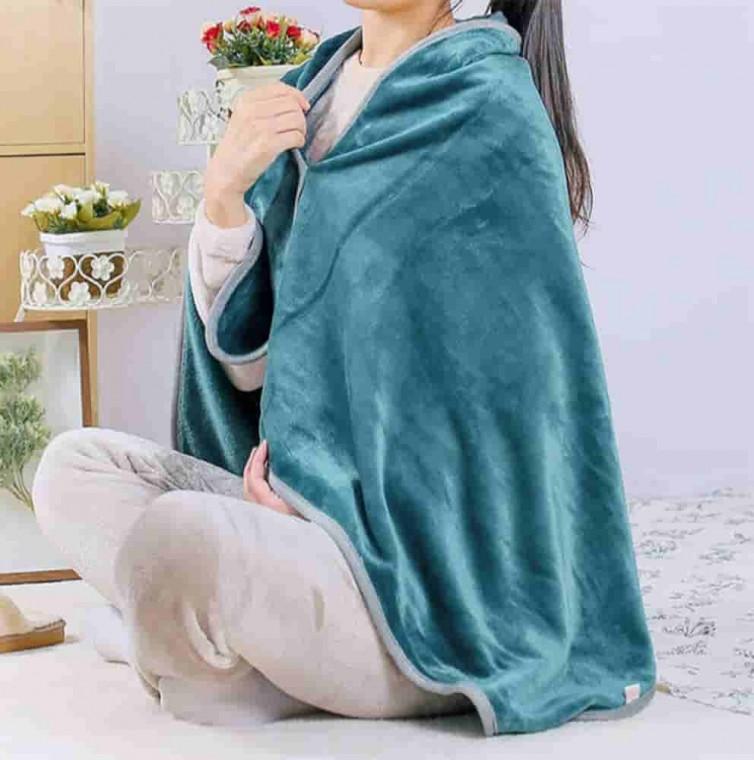 극세사 망토 담요 70x130cm 블루그린 미니이불 담요선물 겨울담요1인용