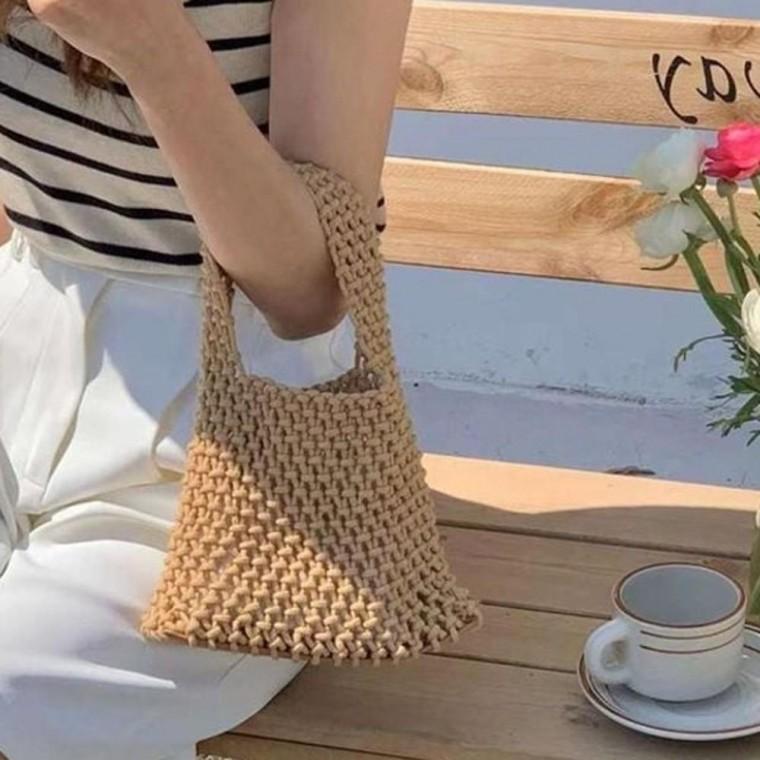 미니 그물가방 컬러 토트백 가방 네트 뜨개백 스타일 그물 니트 백 패션백 니트백 그물토트백