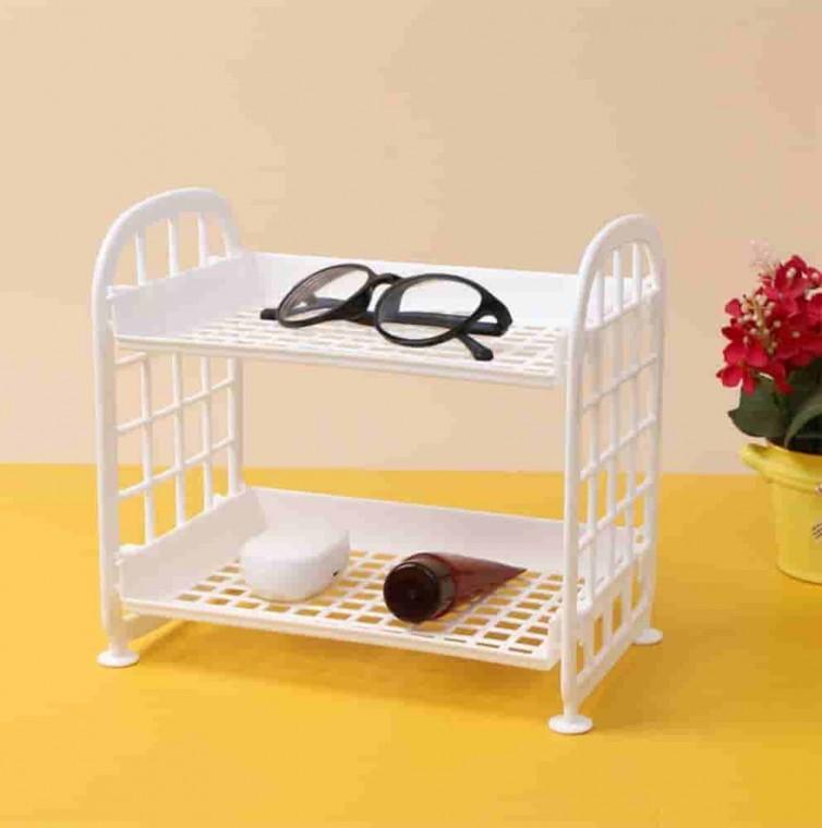 DIY 2단 미니 선반 화이트 화장대정리함 컴퓨터책상선반 책상수납선반