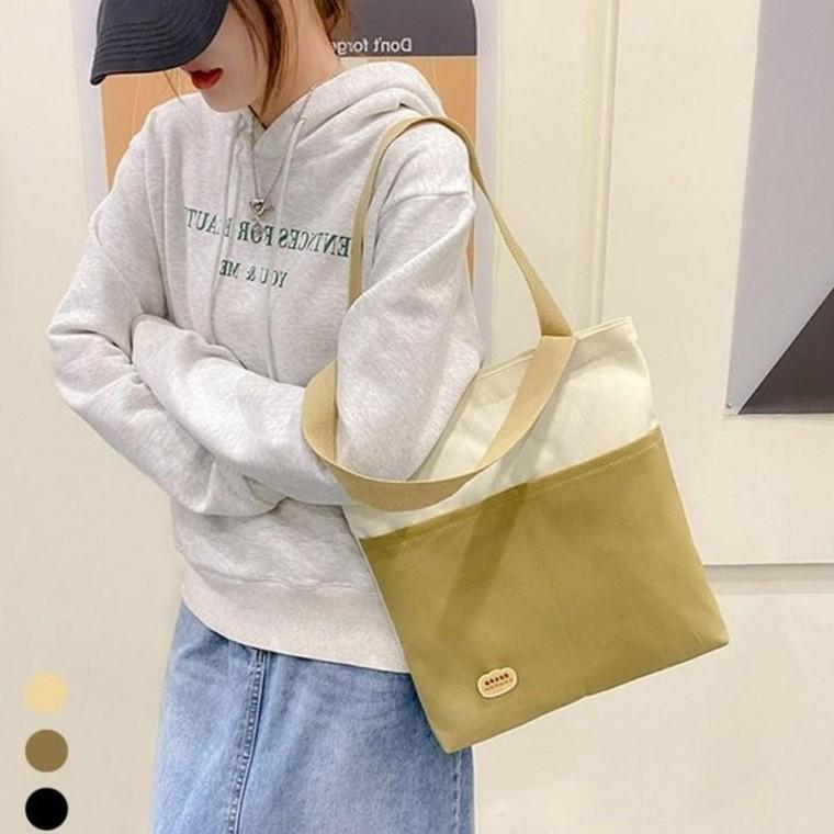 여성 가방 미니 경량 데일리 간편 외출 배색 숄더 에코백
