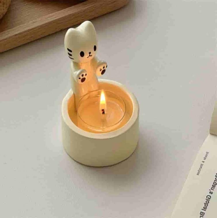 고양이 캔들홀더 인테리어장식 미니캔들홀더 인테리어촛대