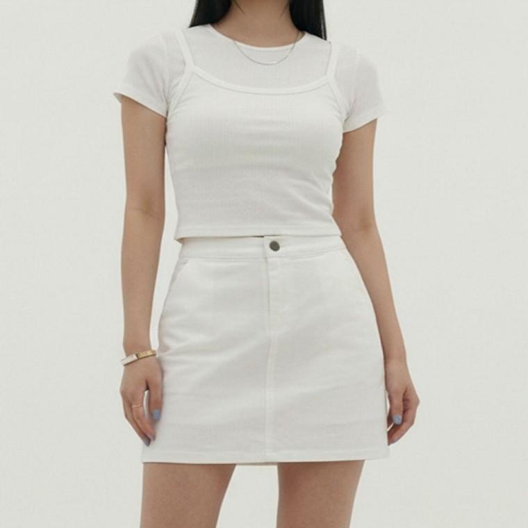 봄 여름 스판 속바지 밴딩 미니스커트 2컬러 편한 치마 데일리 스커트 여성