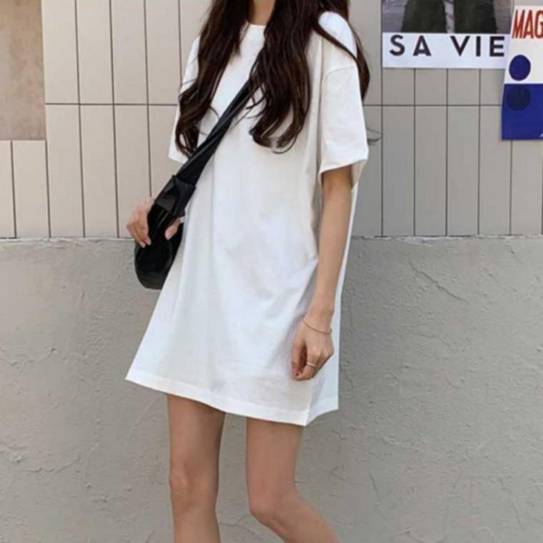 여성 여름 루즈핏 오버핏 박스 반팔 숏 미니 원피스