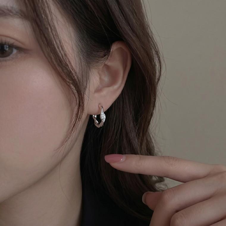 여성 미니 원터치 링귀걸이 실버 데일리 심플 후프 작은 귀걸이