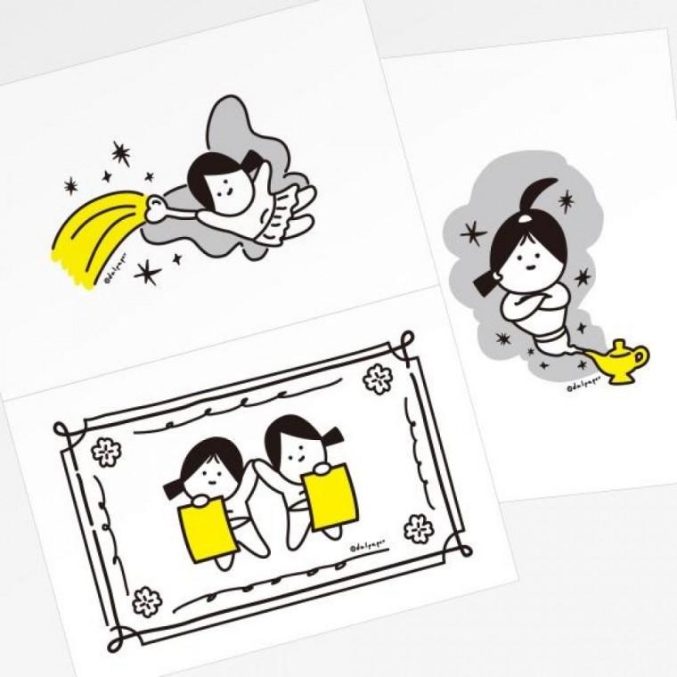 럭키 테마 미니 엽서 3종 카드세트